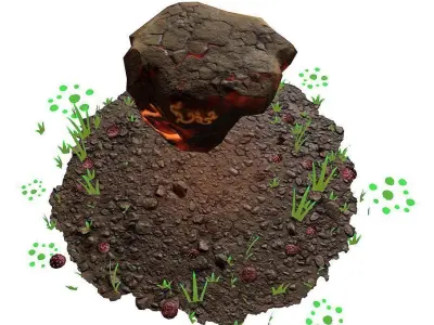 PBR Fantasy Rock Stone Low-poly 3D model
