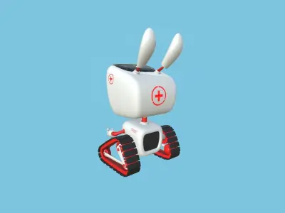 Cute Robot 08 - Medic Rescue - Character SciFi Design Low-poly 3D model
