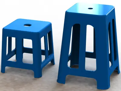 Blue Plastic Stool 3D model