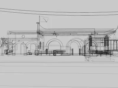 Railway Station Low-poly 3D model