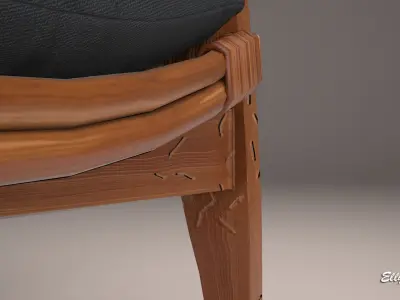 NOELIE rattan lounge used chair 3D model