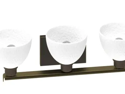 3 Light Antique Bronze Veanity Light with Sculpted Glass Shades Low-poly 3D model