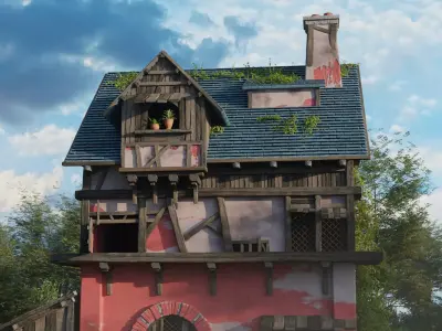 Medieval House Environment Realistic 3D Nature Scene in Blender 3D model