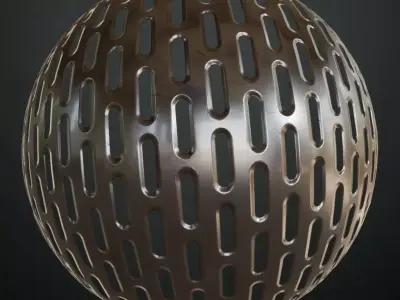 Perforated Slotted Metal Grill PBR Seamless Texture