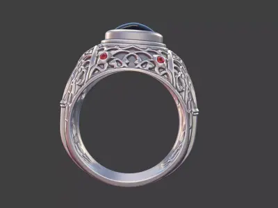 Filigree Gothic Ring With Gems 3D print model