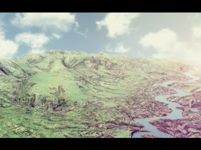 Mountain Terrain Low-poly 3D model