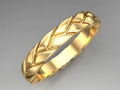 Light Gold Diamond Men Ring 2MR040 3D model