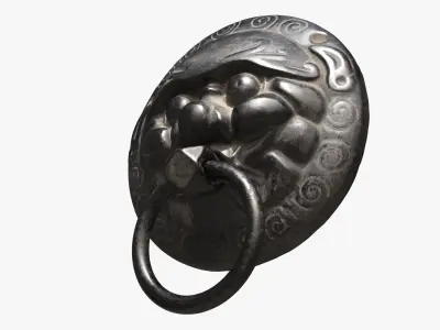 Chinese animal head door knocker02 PBR 3D model