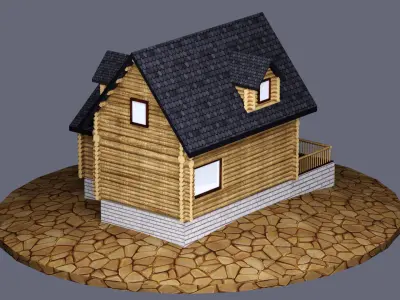 Log House - 3D Model - LowPoly Low-poly 3D model