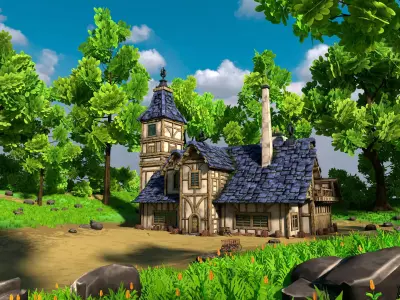 Stylized Medieval House 12 With Environment 3D model