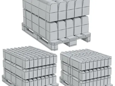 Road curbs of three types on a pallet 3D model