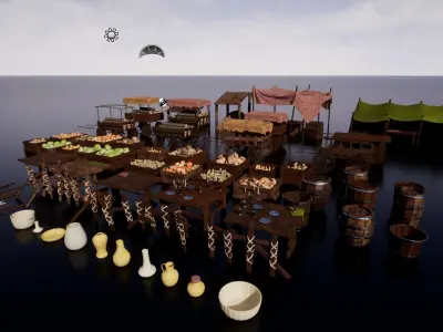 Medieval Props Low-poly 3D model