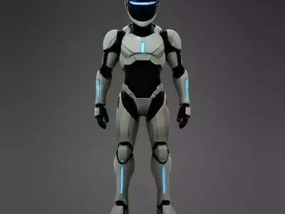 Futuristic Humanoid Robot Armor Sci Fi Character 3D model
