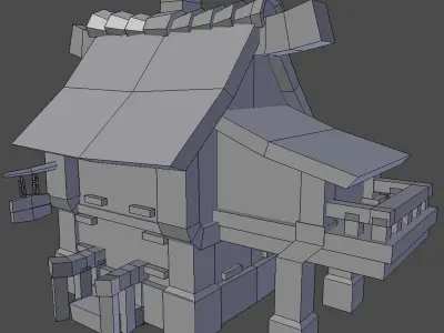 House with roof Low-poly 3D model