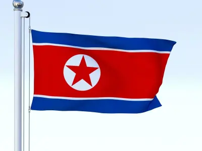 Animated North Korea Flag Low-poly 3D model