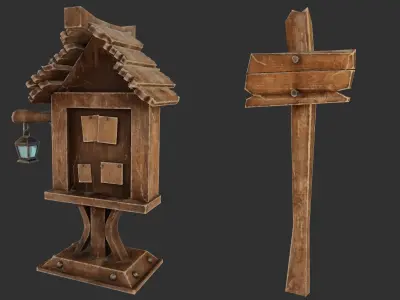 Guide Board Low poly Low-poly 3D model