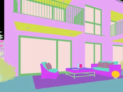 Beautiful terrace night view 3D model