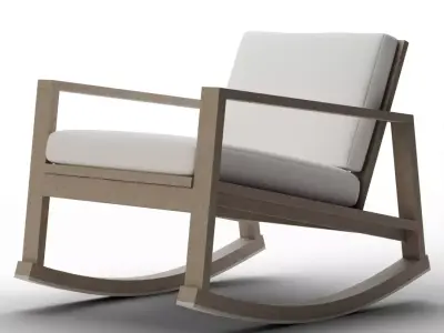Indio FSC Eucalyptus Lounge Rocking Chair Frame Weathered Gray Low-poly 3D model