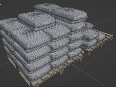Concrete bags and pallet 3D model