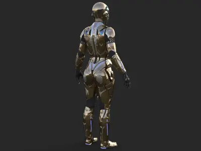 Cyborg Woman Gold  3D model