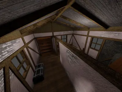 Furnitured medieval blacksmith house with exterior and interior Low-poly 3D model