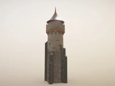 Medieval DRAGON Tower 03 Low-poly 3D model
