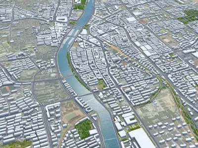 Zhangjiakou Hebei China 50km Low-poly 3D model