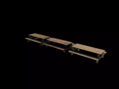 wooden picnic table 3D model