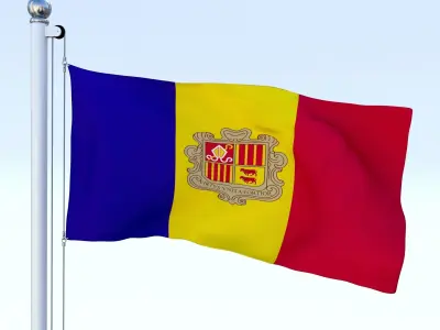 Animated Andorra Flag Low-poly 3D model