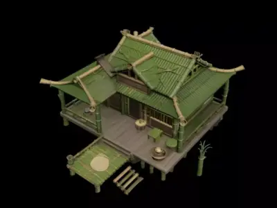 Bamboo building 3D model
