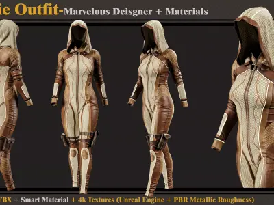 Sci-Fi Outfit-MD-Clo3d-Smart Material- Textures-OBJ-FBX 3D model