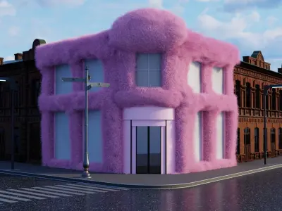 Cuty realistic fur house shop store or mall Low-poly 3D model