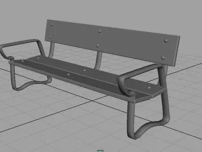 Wood Bench Low-poly 3D model