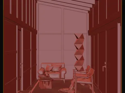 Rustic CGI Balcony Corner 3D model