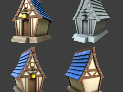 Medeval buildings pack 3d model Low-poly 3D model
