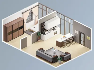 Room 39 Low-poly 3D model