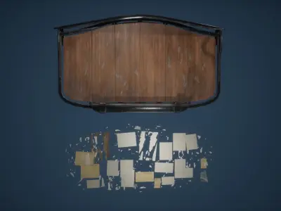 Billboard Game Ready room with lot of papers on wall Low-poly 3D model