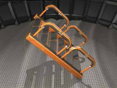 Sci-Fi Stairs - 27- Orange Version Low-poly 3D model