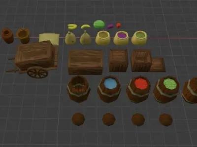 Market Items Low-poly 3D model