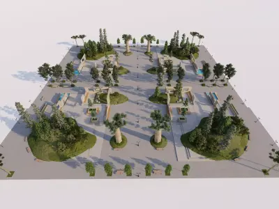 public park-Private Park Landscape 3D model