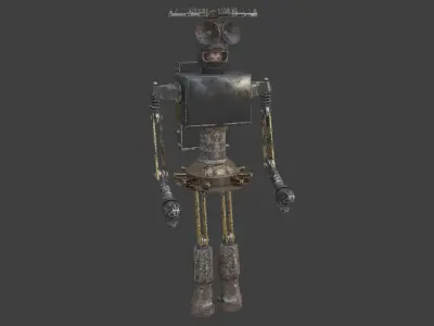 Rigged Future Old Robot 3D Model Low-poly 3D model