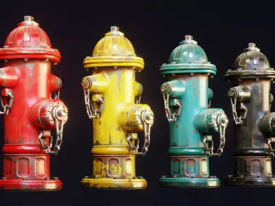 Stylized Fire Hydrant - Game Ready Low-poly 3D model