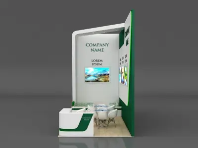 Booth Exhibition Stand Stall 3x7m Height 500 cm 2 Side Open 3D model
