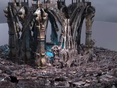 Steampunk medieval Ages Ruins 2 3D model