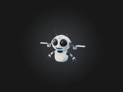 Cartoon Robot Drone Low-poly 3D model