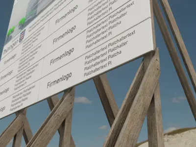 Wooden Billboard for Construction Sites Version 1 Low-poly 3D model