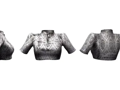 Stand Collar Short Arm Blouse Low-poly 3D model