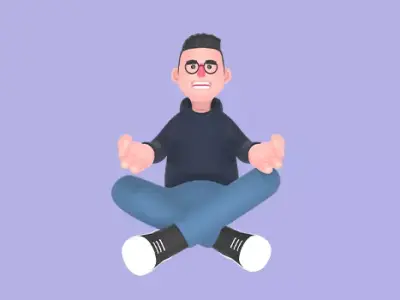 Stylized 3D Male Programmer Character - Angry Sitting Pose 3D model