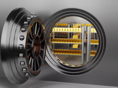 Bank Vault room with gold 3D model