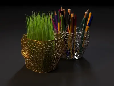 Skull planter organizer 3D print model